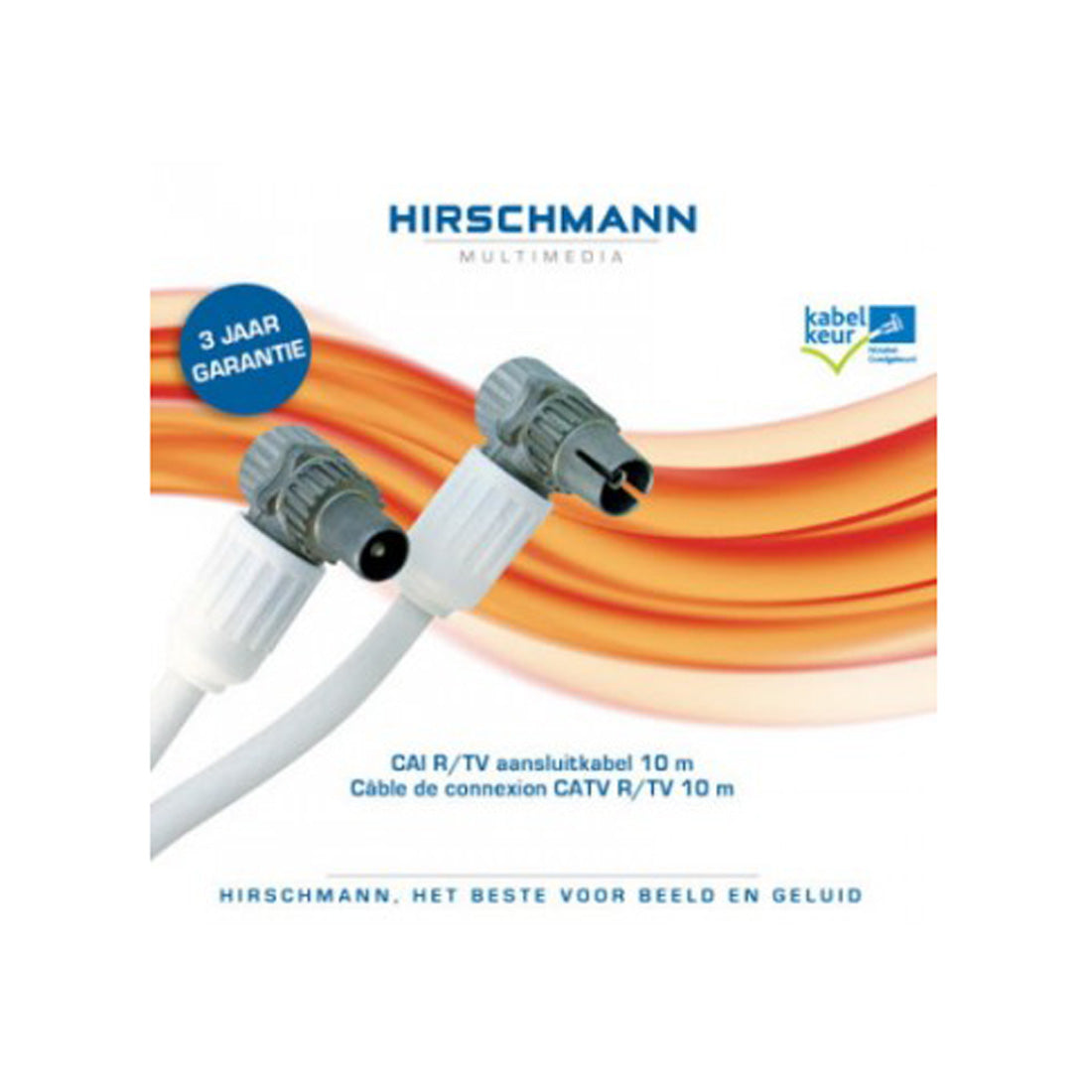 Hirschmann Electronics Coaxial connection cable with CATV R/TV connectors, 10 m