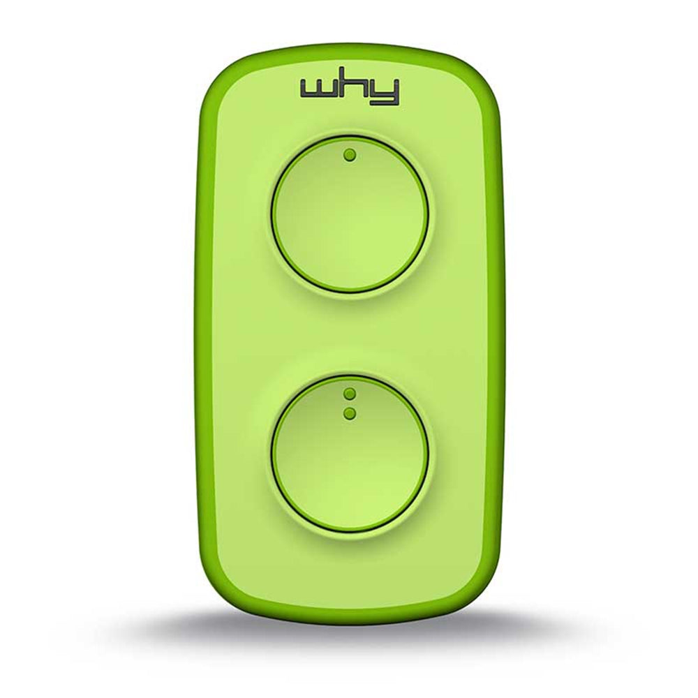 WHY EVO MINI Multi-frequency rolling code remote control from 280 to 868 MHz, programmable self-learning gate opener, wide-range radio control with 4 buttons, acid green