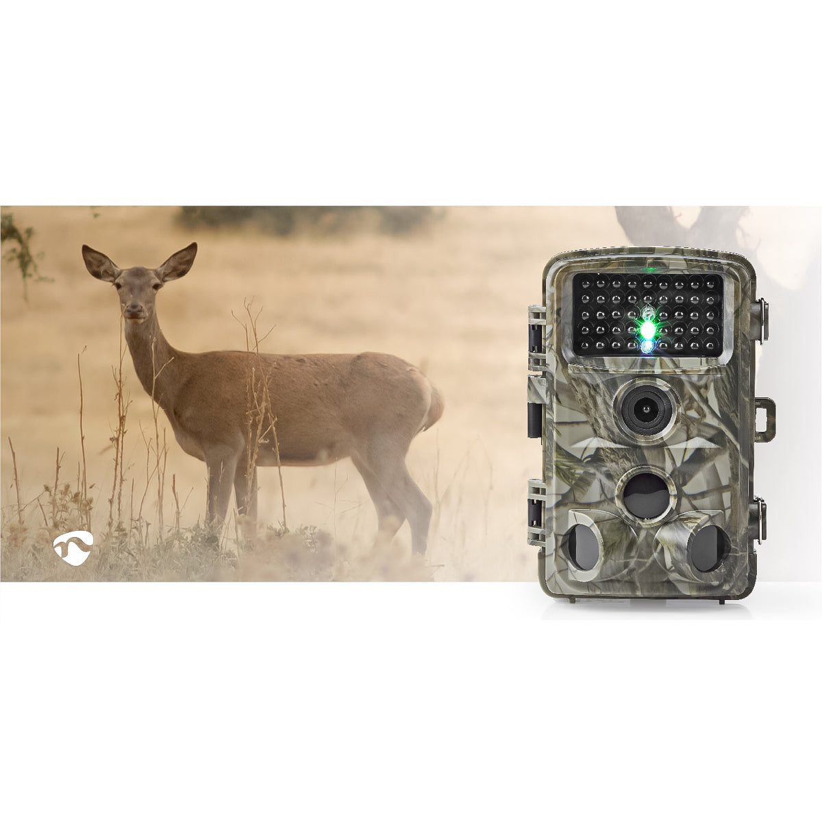 Nedis Camouflage Camera 1080p 30fps, 24MP camera with 2.4" screen, IR black without light, night vision, motion sensor camera, wildlife monitoring