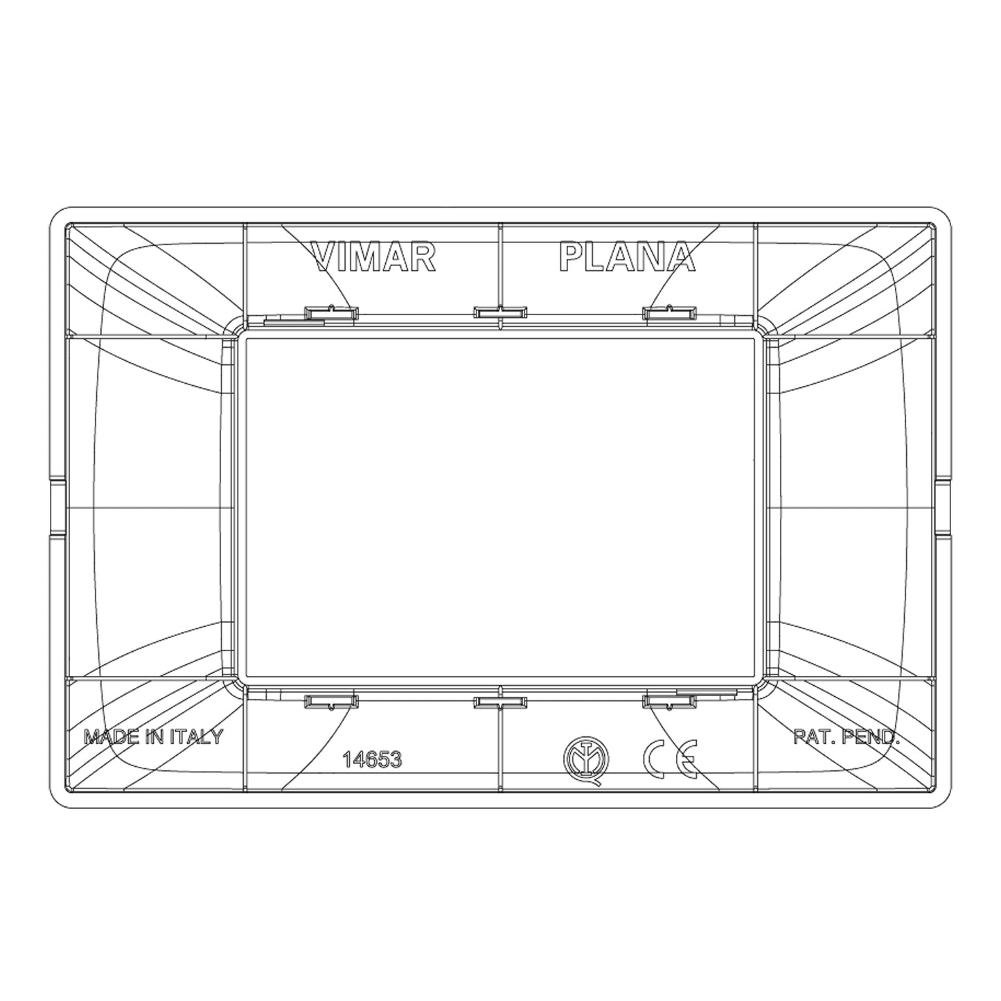 Vimar Plana 14653.01 Placca per supporto 3 moduli in tecnopolimero, placchetta interruttore luce, colore bianco