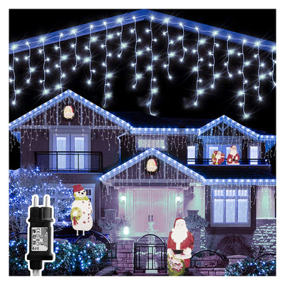 GESCO Rideau lumineux extérieur 9m, 200 lumières LED blanches avec flash, lumières LED décoratives de Noël, éclairage domestique, guirlande lumineuse