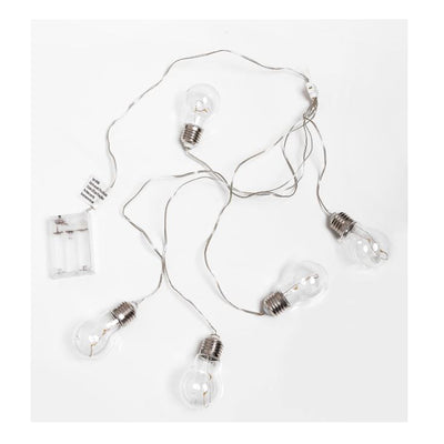 Lumières LED décoratives Lumineo, chaîne lumineuse d'intérieur 70 cm, décoration de Noël, 5 ampoules LED de Noël blanc chaud, lumières LED à piles, éclairage de la maison