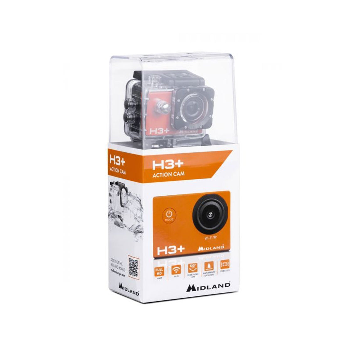 Caméra vidéo Midland Full HD, caméra d'action avec retardateur, 59,3x29,3x41,1 mm