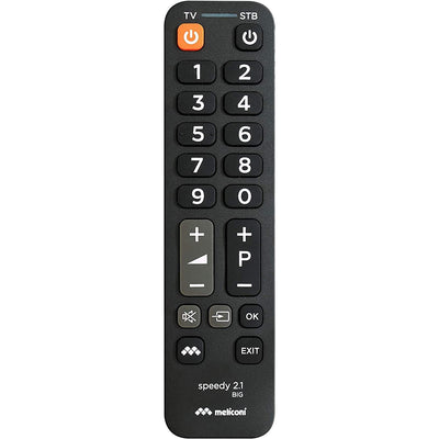 Meliconi universal remote control for TV, 2 in 1 remote control for TV and Decoder, remote control with large buttons