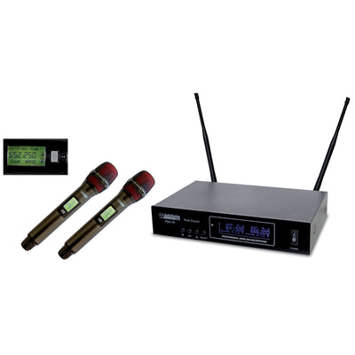 Audiodesign Pro Set 2 microfoni UHF, sistema microfonico wireless UHF, microfoni senza fili, 2 canali