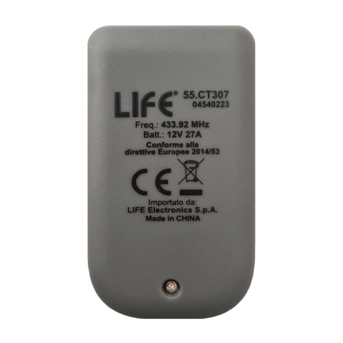 LIFE Rolling code remote control, fixed frequency 433.92 MHz, programmable self-learning gate opener, 2 independent memories, duplicates up to 8 programs