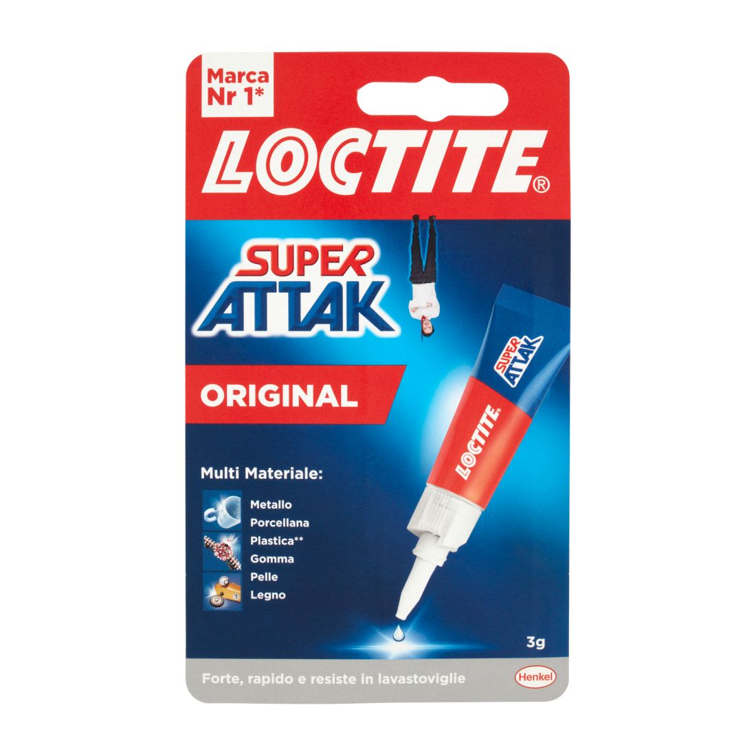 Original Loctite Super Attak, instant transparent liquid glue with triple strength and dishwasher safe, 3gr