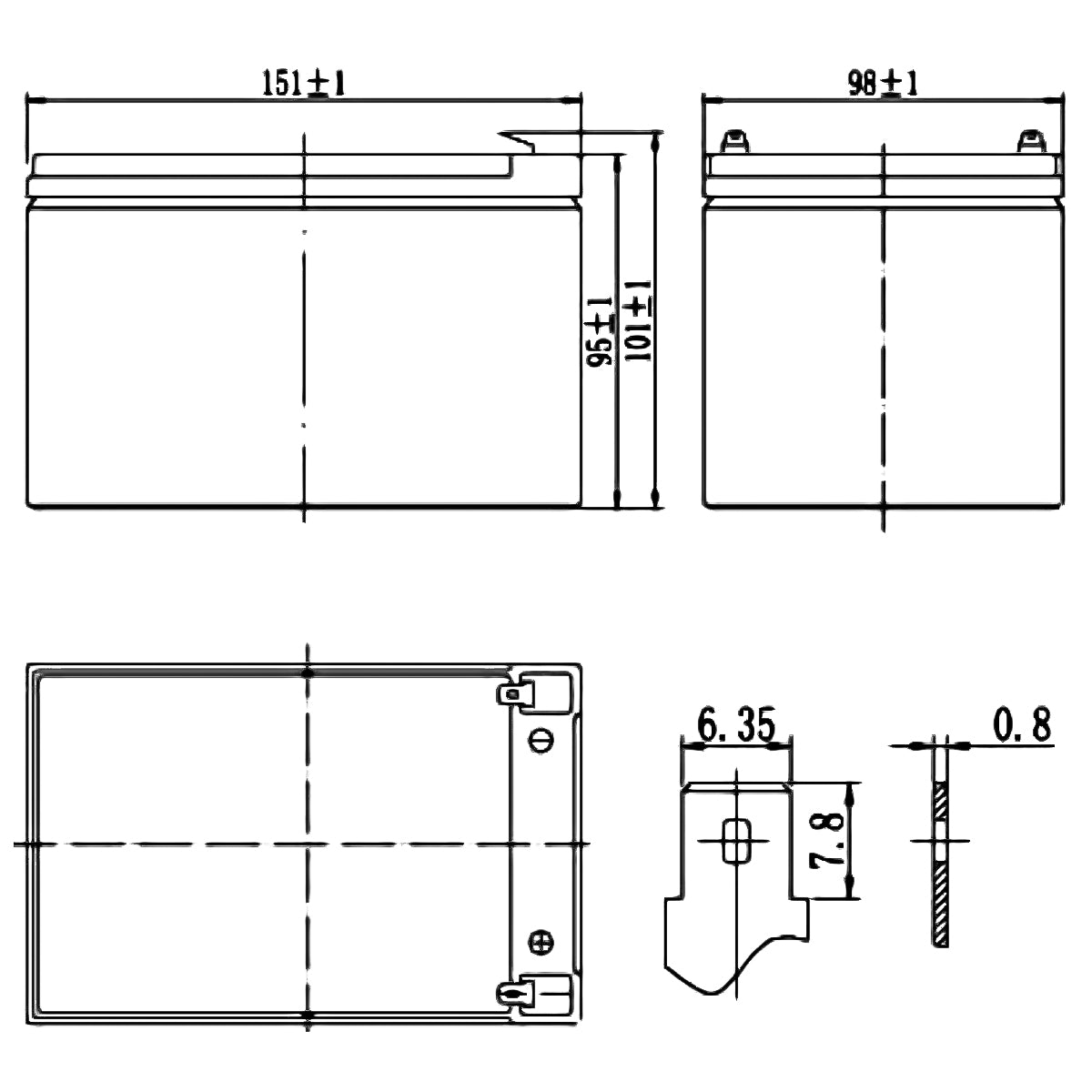 Batterie au plomb SKB SK12-14, batterie rechargeable série SK 12V 14AH, technologie de plaque plate AGM régulée avec valve