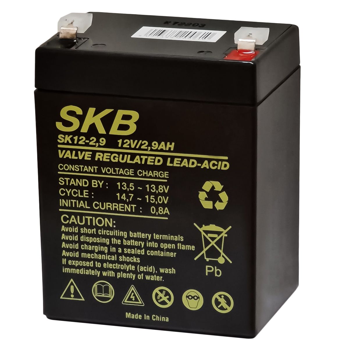 SKB Lead acid battery SK12-2.9 rechargeable battery 12V 2.9AH SK series, AGM flat plate technology regulated with valve