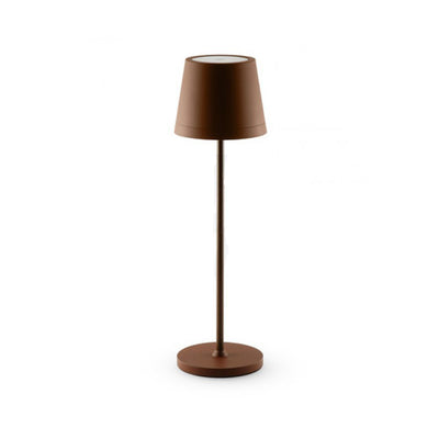 JOlight LED table lamp with rechargeable battery, brown aluminum lampshades, touch switch, dimmable light intensity