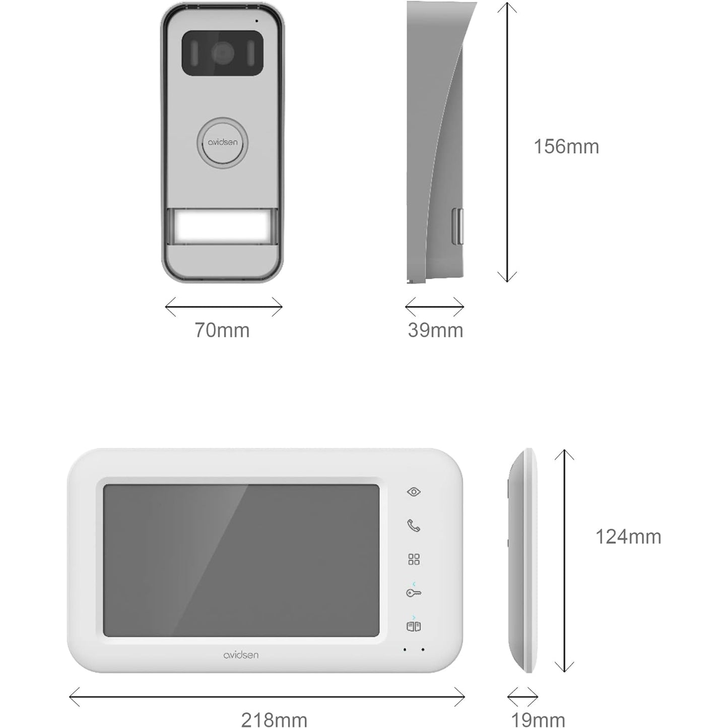 Avidsen Elia Smart Videocitofono con schermo da 7",per cancello e serratura elettrica con visione notturna, videocitofono a 2 fili