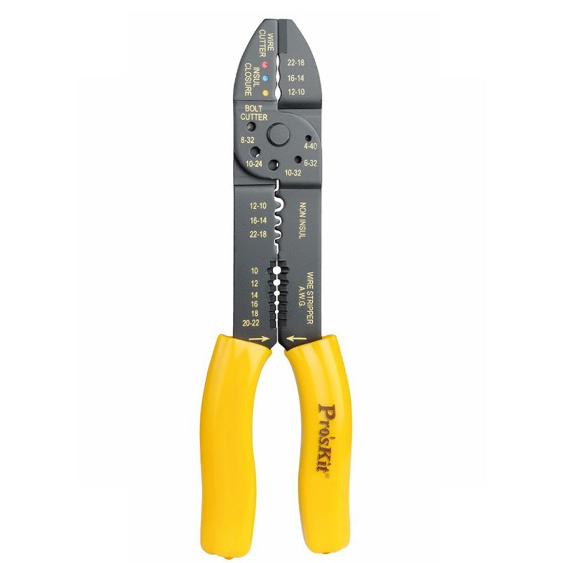 PRO'SKIT Steel crimping tool for insulated terminals, wire strippers and bolt cutters