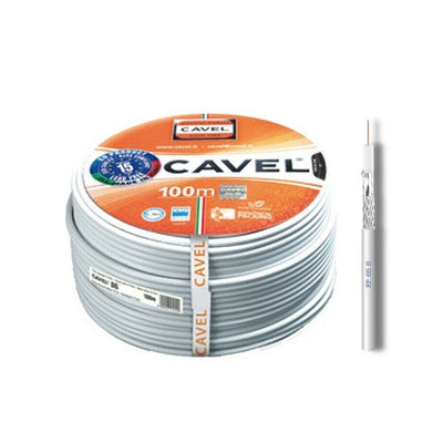 Cavel Cavo coassiale 75 Ohm bobina 100 m Made in Italy per uso interno, cavo antenna, cavo coassiale con schermatura