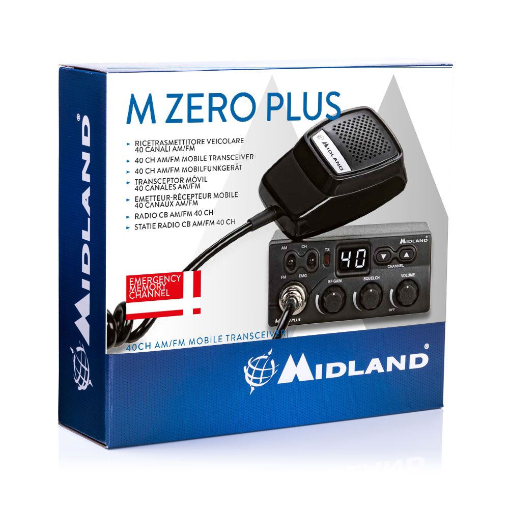 Midland M Zero Plus Ricetrasmettitore veicolare CB, 40 canali AM/FM, ricetrasmittente con microfono