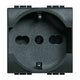 Bticino 2P+E 16A 250 Vac bypass socket, 10/16A universal socket with protected sockets, anthracite colour, living series