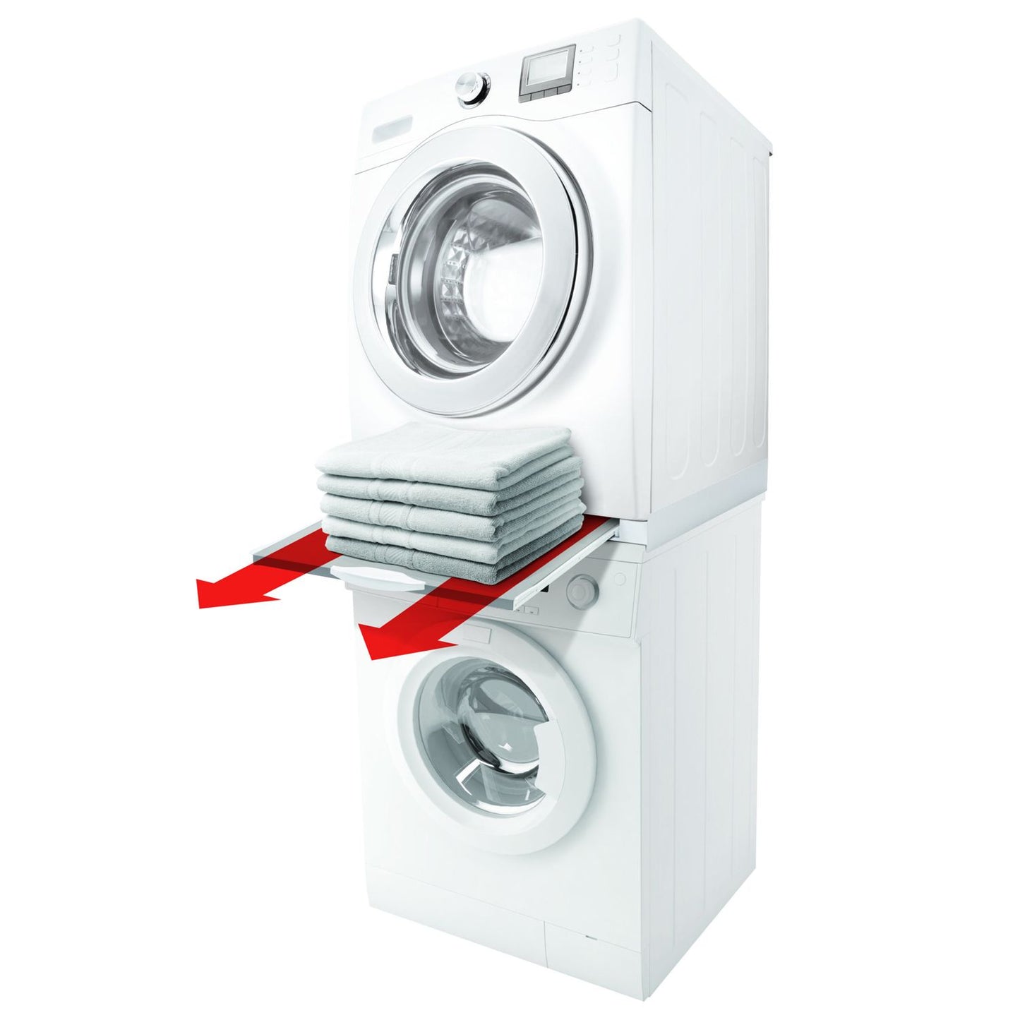 Meliconi Kit di sovrapposizione universale per lavatrice e asciugatrice con ripiano estraibile e cinghia di sicurezza inclusa, made in Italy