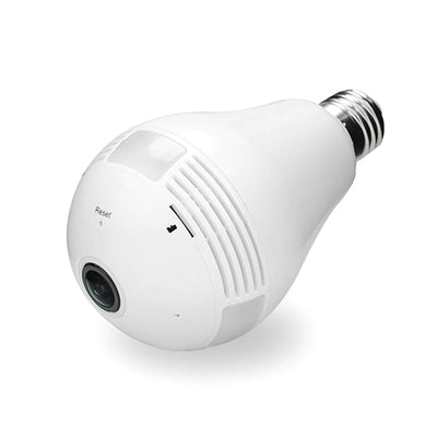 GBX spy camera, 960p 1.3 Mpx 360° panoramic Wi-Fi camera with night vision and motion detector, camera bulb