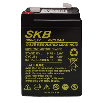 SKB Batteria al piombo SK6-3,2 batteria ricaricabile 6V 3,2AH serie SK, tecnologia AGM piastra piana regolate con valvola