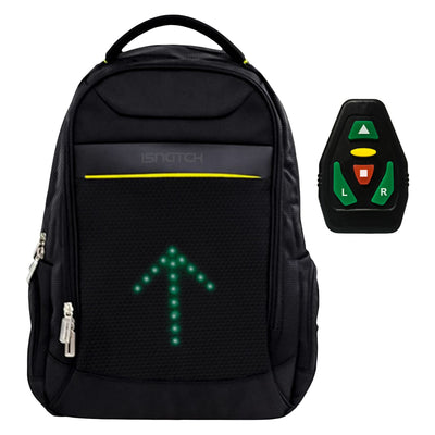 iSnatch Sac à dos léger pour ordinateur portable 20 L avec clignotant LED, sac à dos avec signal lumineux pour la nuit, vélo, moto et scooter électrique