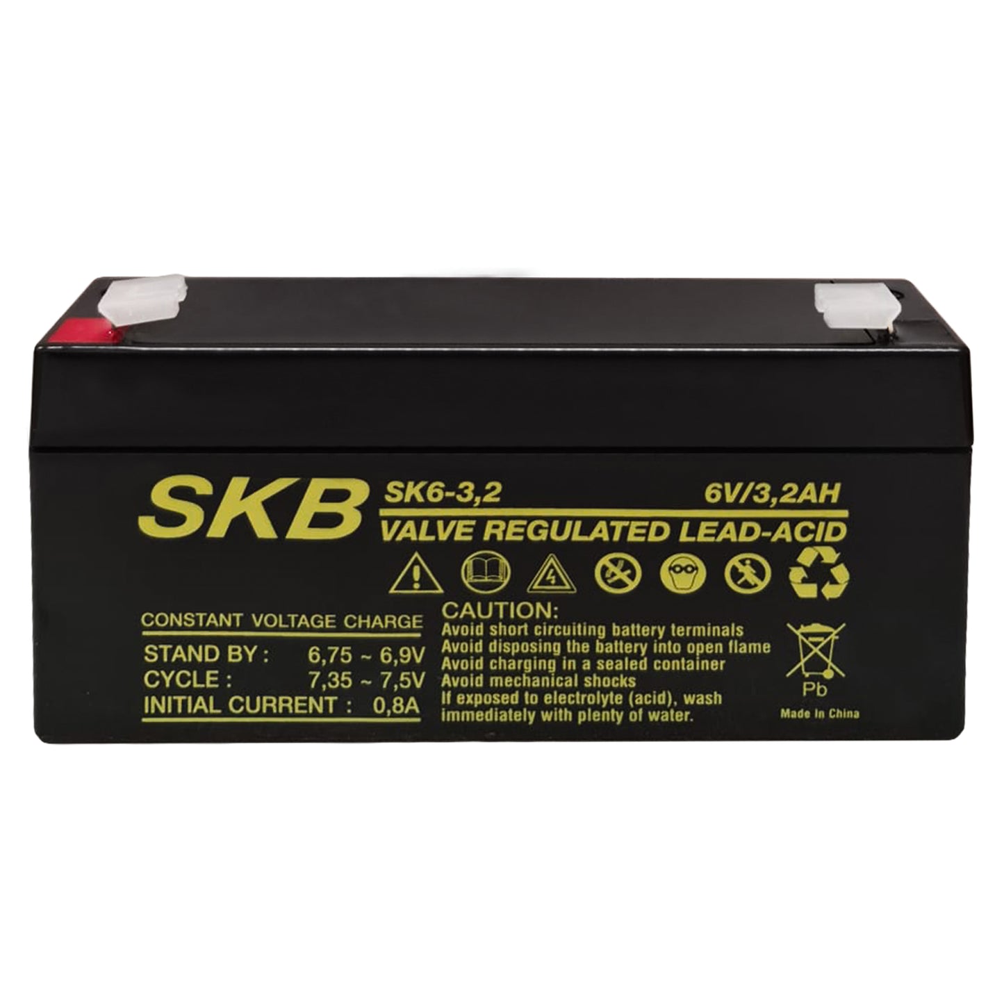 SKB Rechargeable lead acid battery 6V 3.2AH hermetic battery SK series, AGM flat plate technology regulated with valve
