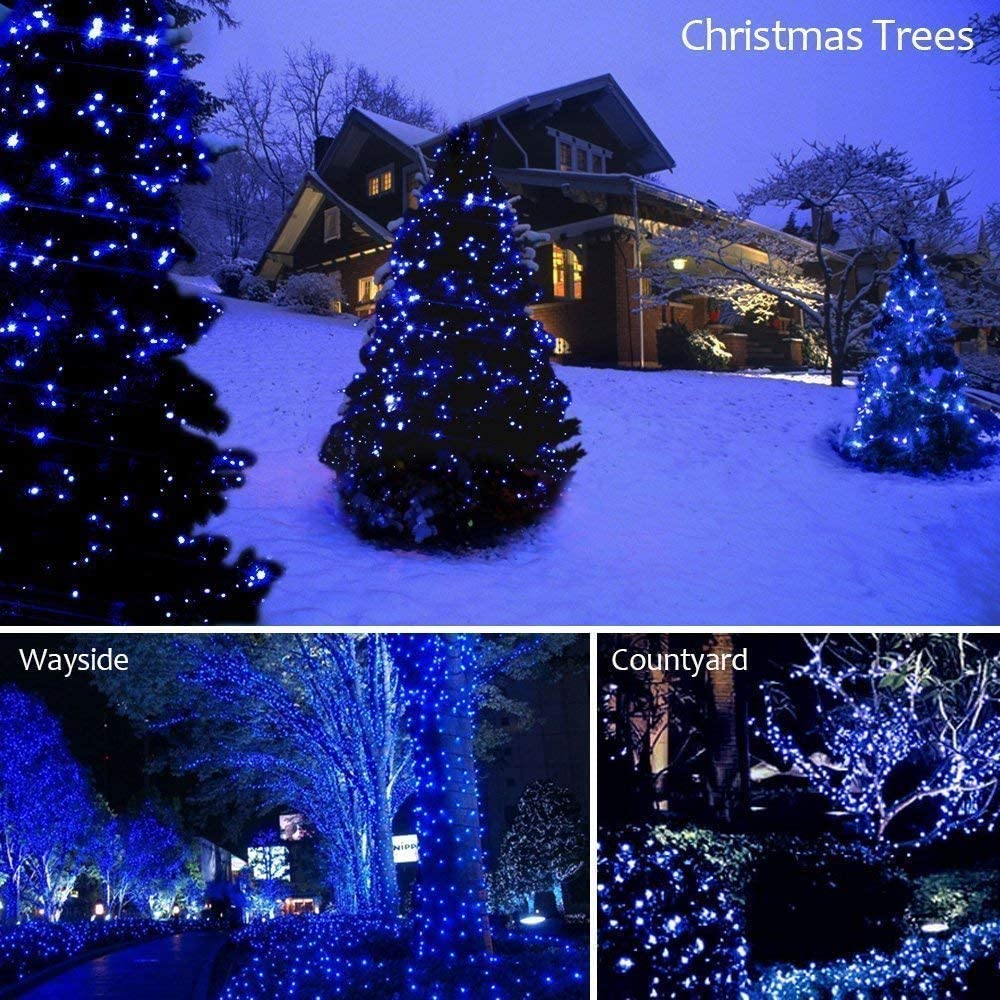 GESCO Catena luminosa esterno 30m, luci led con 8 funzioni, 200 led blu, luci led decorative Natale, illuminazione casa, ghirlanda luce