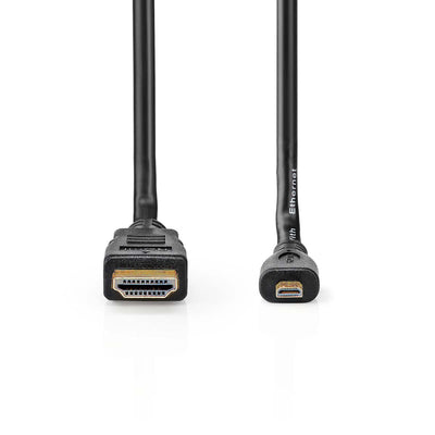 Nedis adattatore maschio da HDMI a micro HDMI, cavo 2 metri ad alta velocità con Ethernet, risoluzione 4K 30Hz, velocità 10.2 Gbps