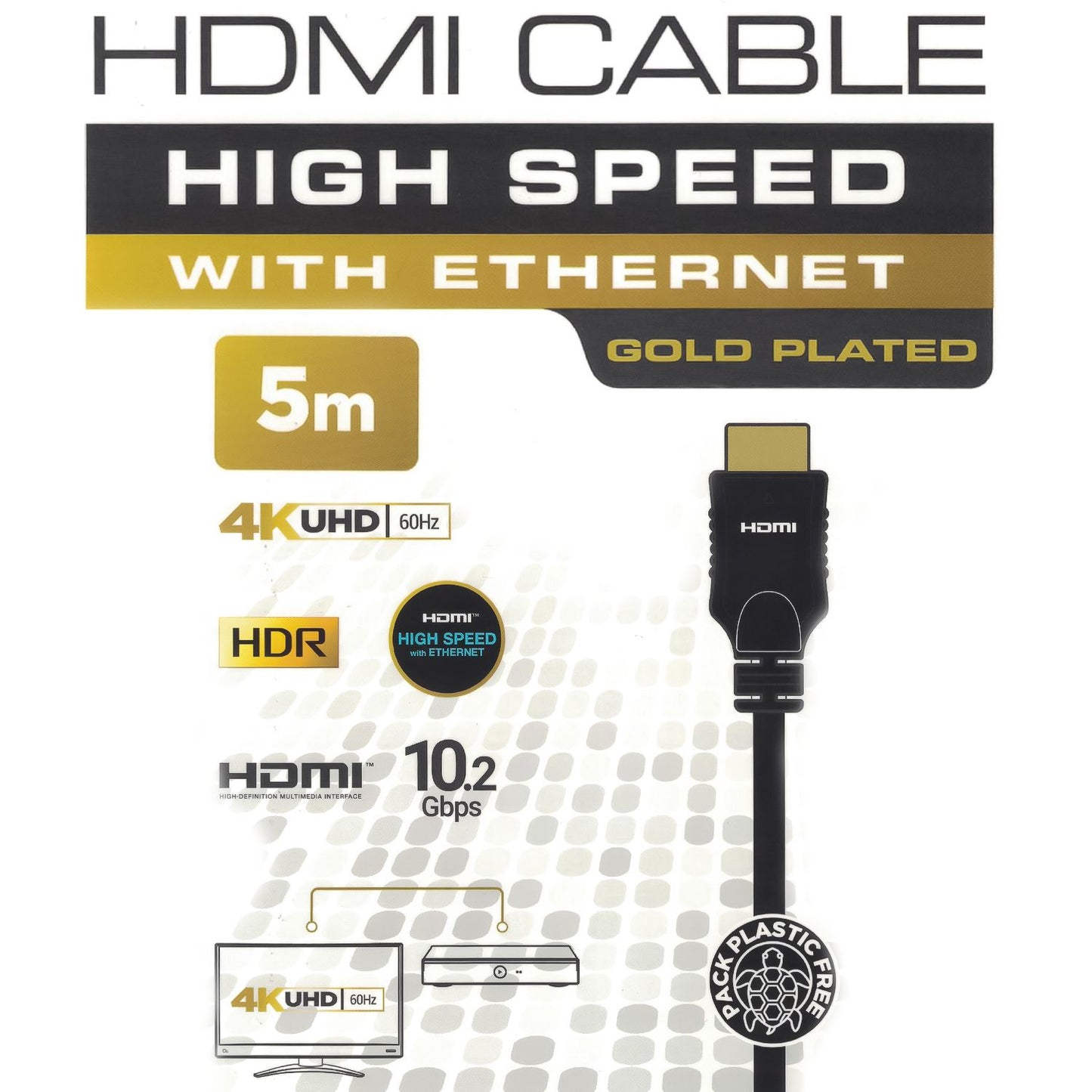 iSnatch 5 Meter HDMI Cable, Supports 4K UHD at 60Hz, High Speed ​​10.2Gbps with Ethernet, Gold-Plated Connectors