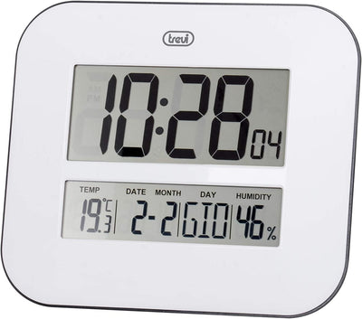 TREVI Orgoglio digitale da parete con grande display, orologio da muro o tavolo con termometro e calendario OM 3520D bianco