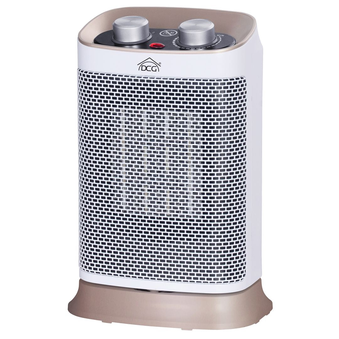 DCG Stove with oscillating ceramic heating elements, elegant design, electric heater with adjustable thermostat
