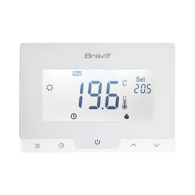 Bravo Digital wall chronothermostat with large 3.78" backlit display, possibility of automatic and manual programming