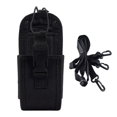 Cordura case for portable two-way radios with 3-point attachment and strap for attachment to belt, shoulder strap, chest, shoulder or belt