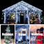 GESCO Catena luminosa interno / esterno 18,75 m, luci led con 8 funzioni, 450 led colore bianco, luci led decorative Natale, illuminazione casa, ghirlanda luce