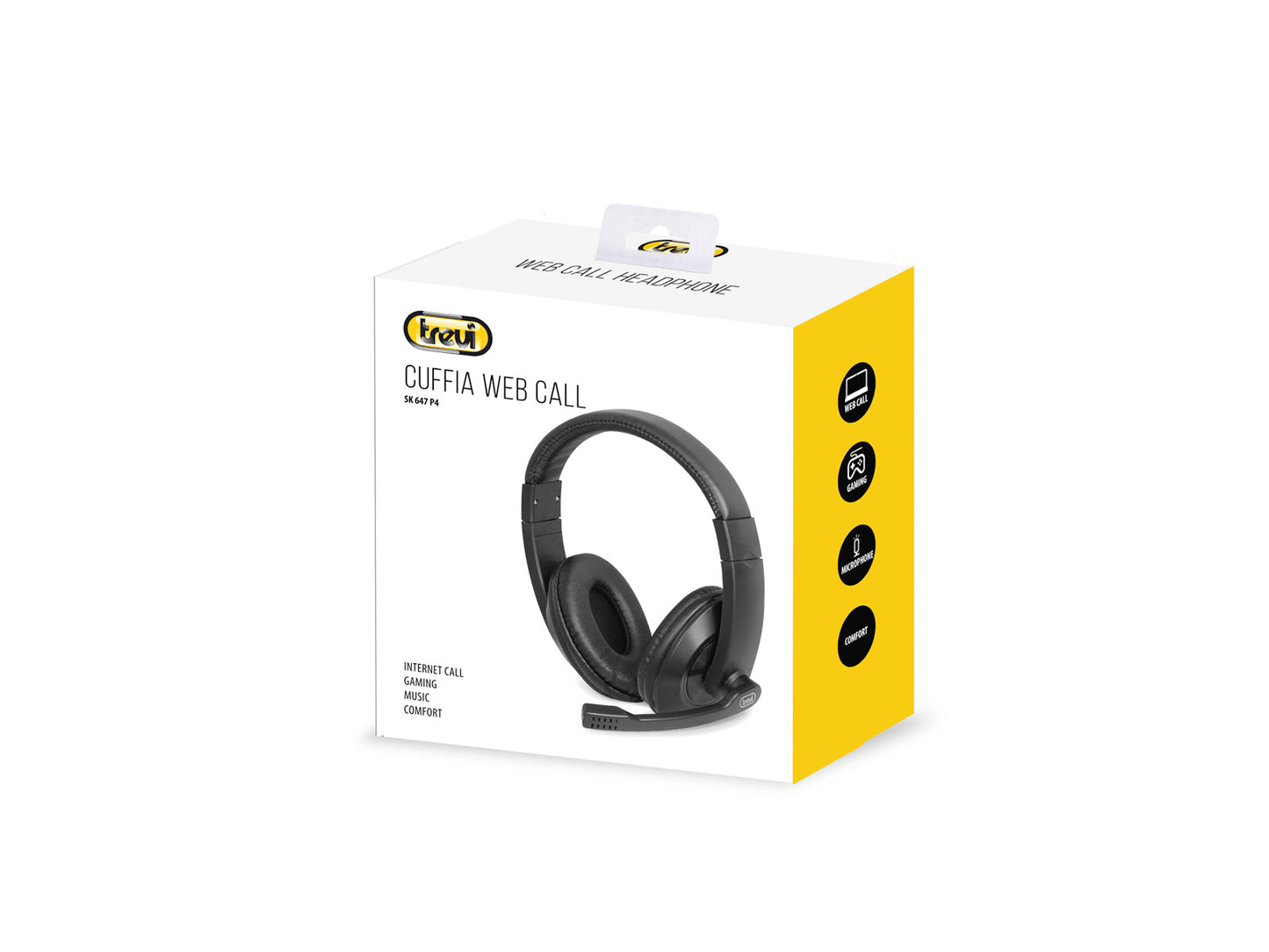 Casque Trevi avec microphone pour appels vidéo, jeux et appels Web pour PC, tablettes, ordinateurs avec câble jack