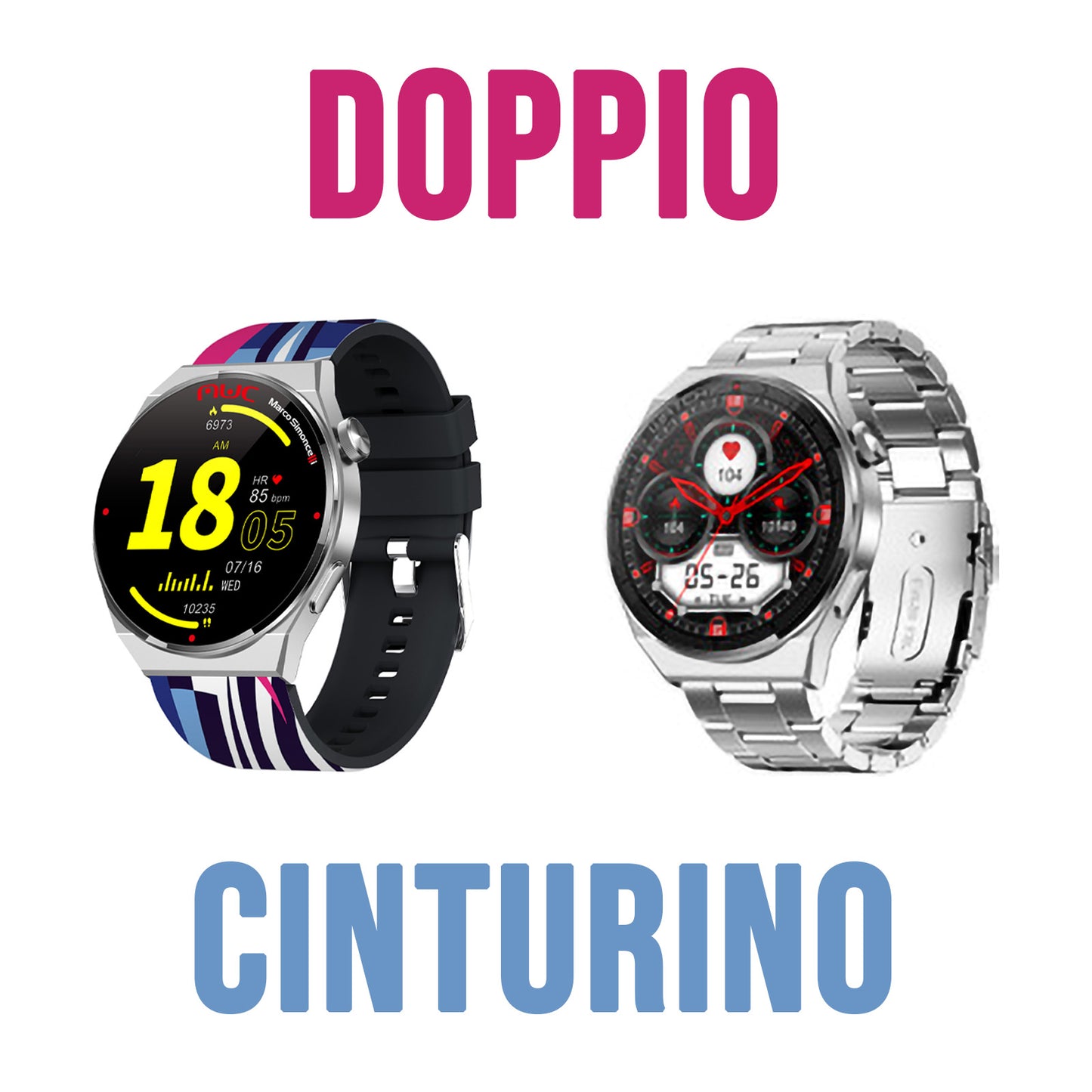 Trevi T-FIT 300 CALL Edizione Marco Simoncelli Misano Circuit, Orologio smart con funzione chiamata, Bluetooth, Smartwatch con display 1,32" cassa in metallo, due cinturini inclusi, waterproof IP67, acciaio