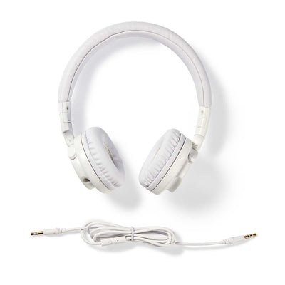 Nedis Wired Headphones, Open-Ear Headphones, Foldable, Detachable Cable 1.2m, White Headphones