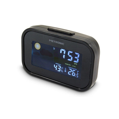 Metronic Sveglia da viaggio, orologio con display illuminato e calendario 477032