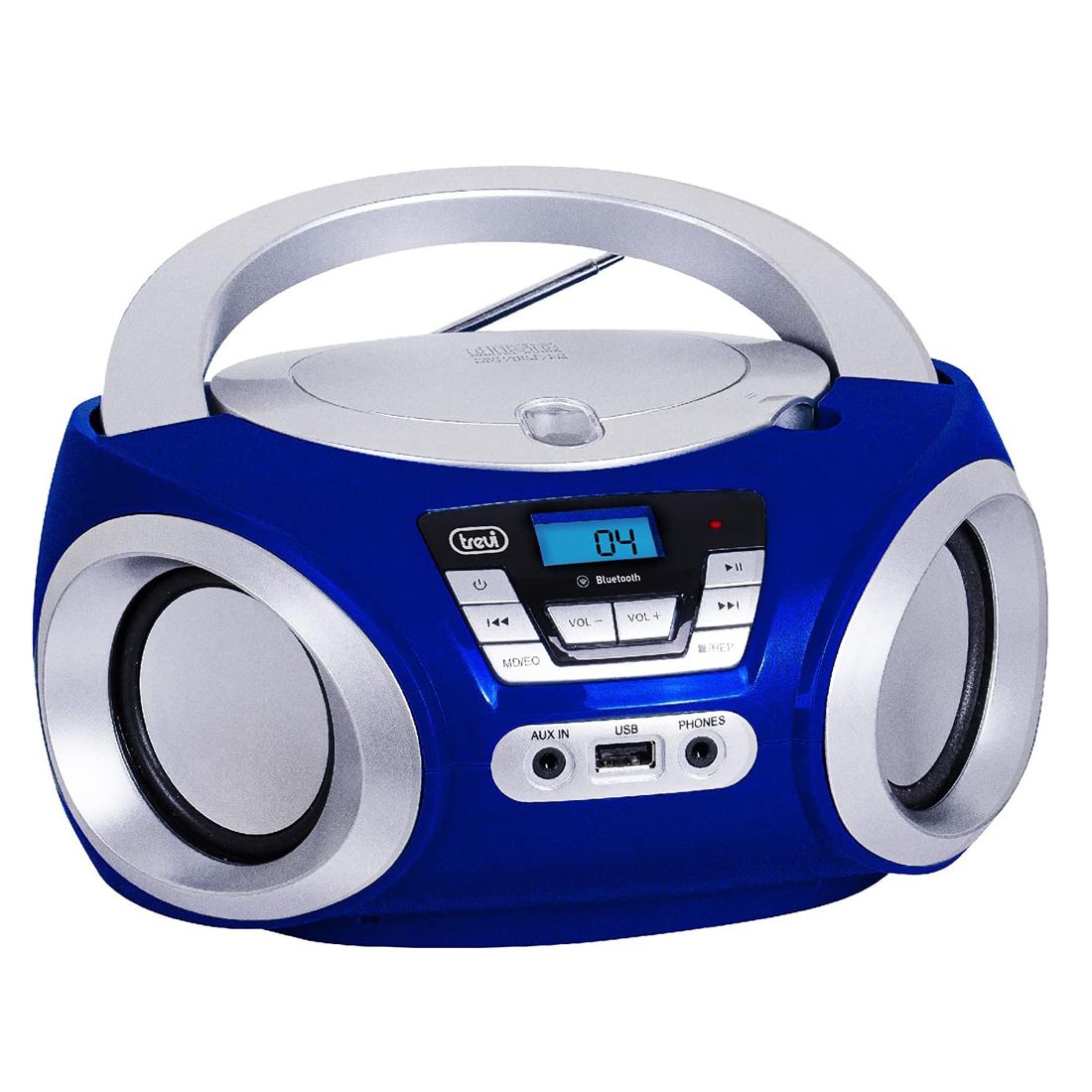 Trevi Stereo portatile boombox, stereo bluetooth con USB, AUX-In e Lettore CD, display LCD