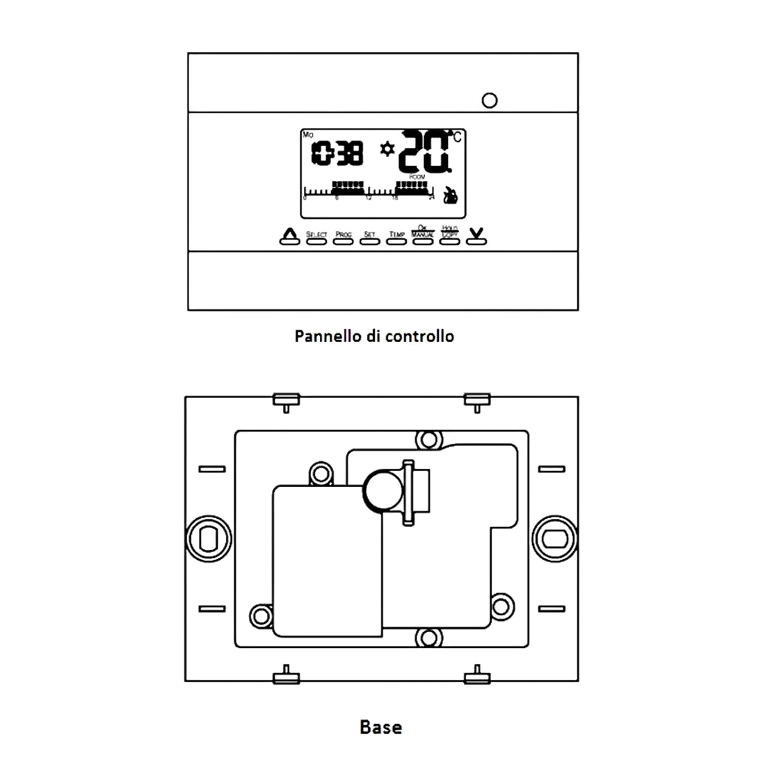 iSnatch cronotermostato digitale da incasso, termostato a batteria con display, supporto per scatola incasso 503, programmazione automatica e manuale