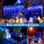 GESCO Tenda luminosa per esterno 9m, 200 luci led blu con flash, luci led decorative Natale, illuminazione casa, ghirlanda luce