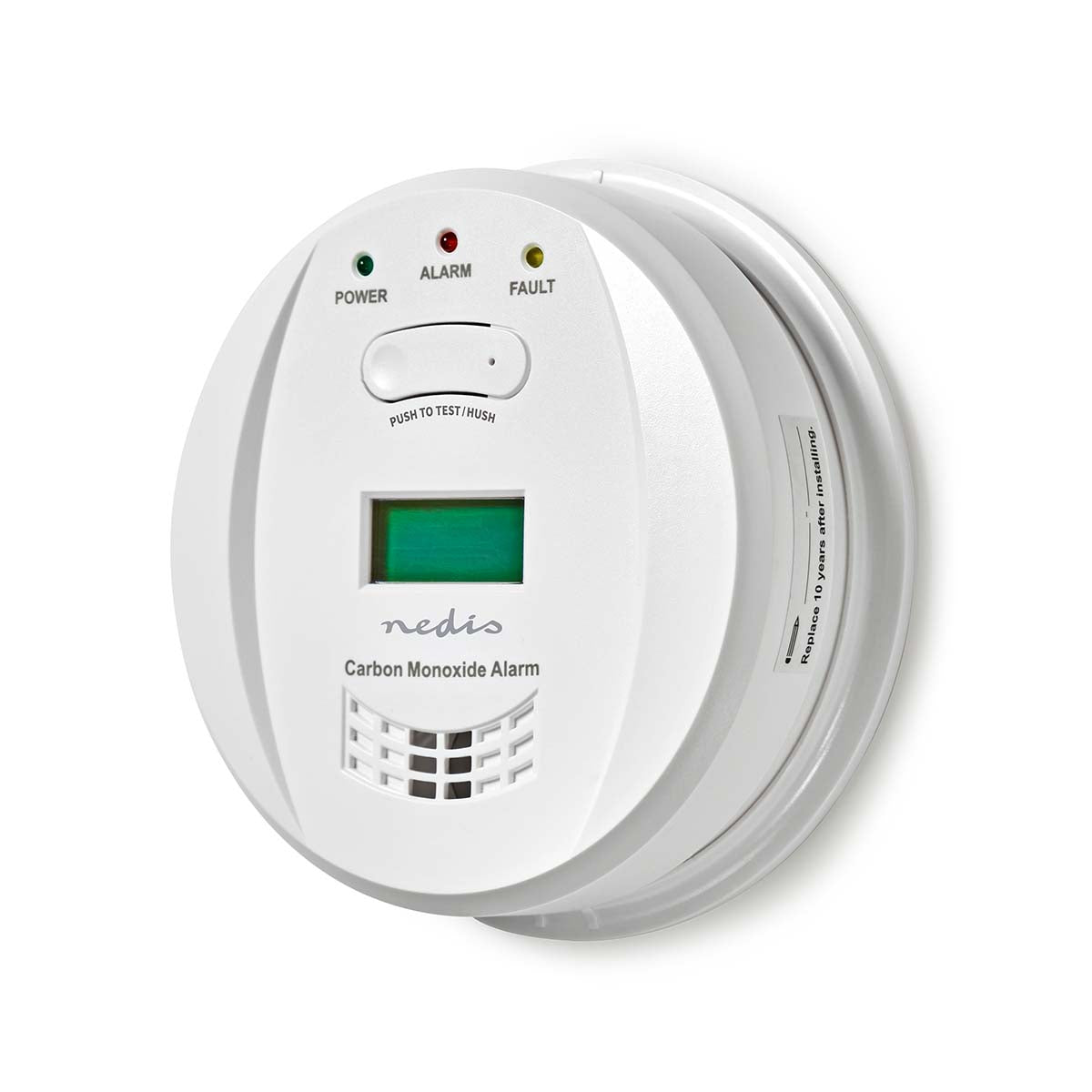 Nedis Carbon Monoxide Alarm, Carbon Monoxide Detector, 5 Year Battery Life, LCD Display, 85 dB Alarm, Easy Installation