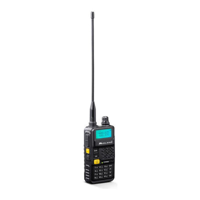 Midland CB Portable VHF/UHF Radio, dual band transceiver radio, VHF 144-146MHz and UHF 430-440MHz frequency bands, 128 storable channels