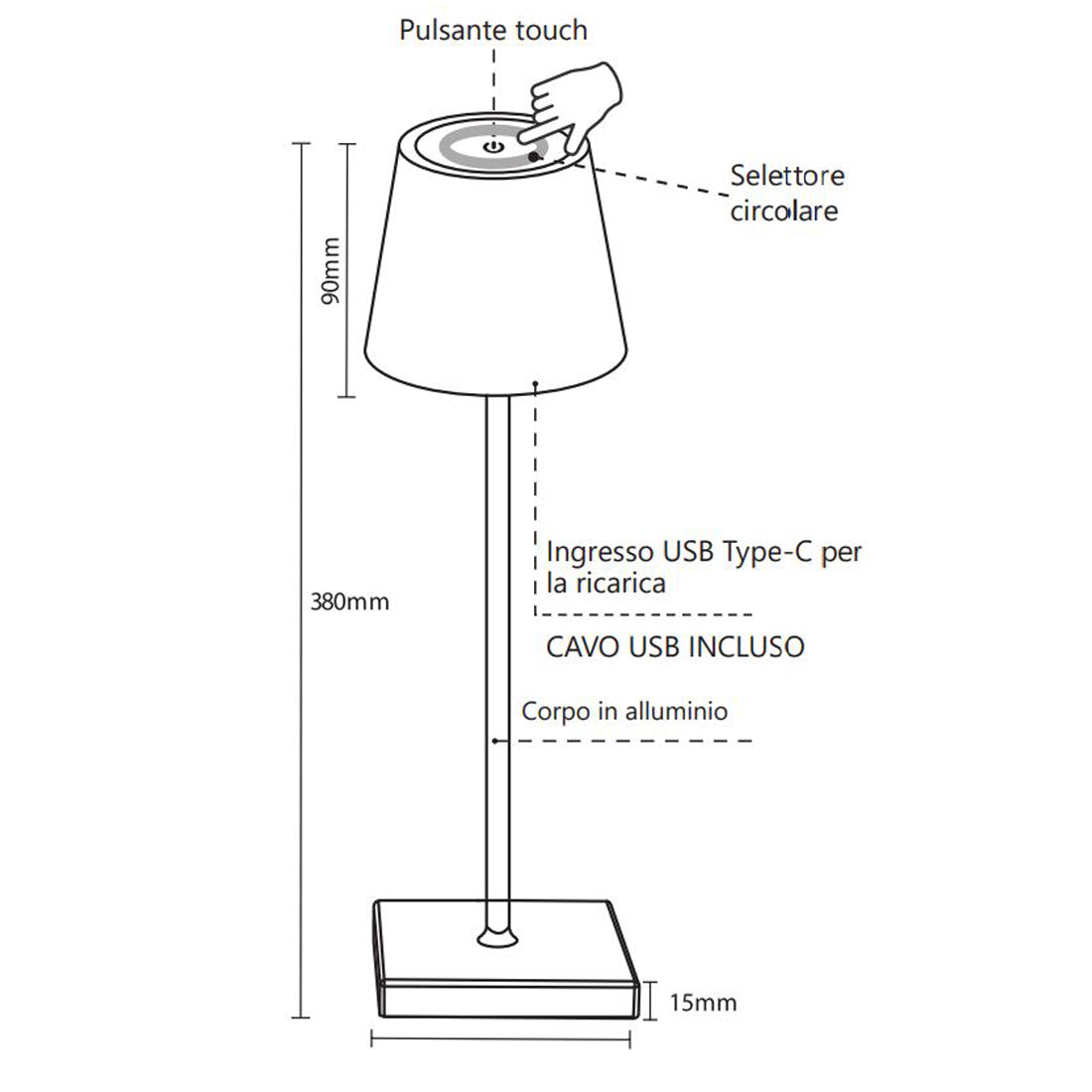 Lampe de table rechargeable Alcapower, lampe LED portable RGB-W, lampe dimmable et étanche, lumière blanche chaude 3000K