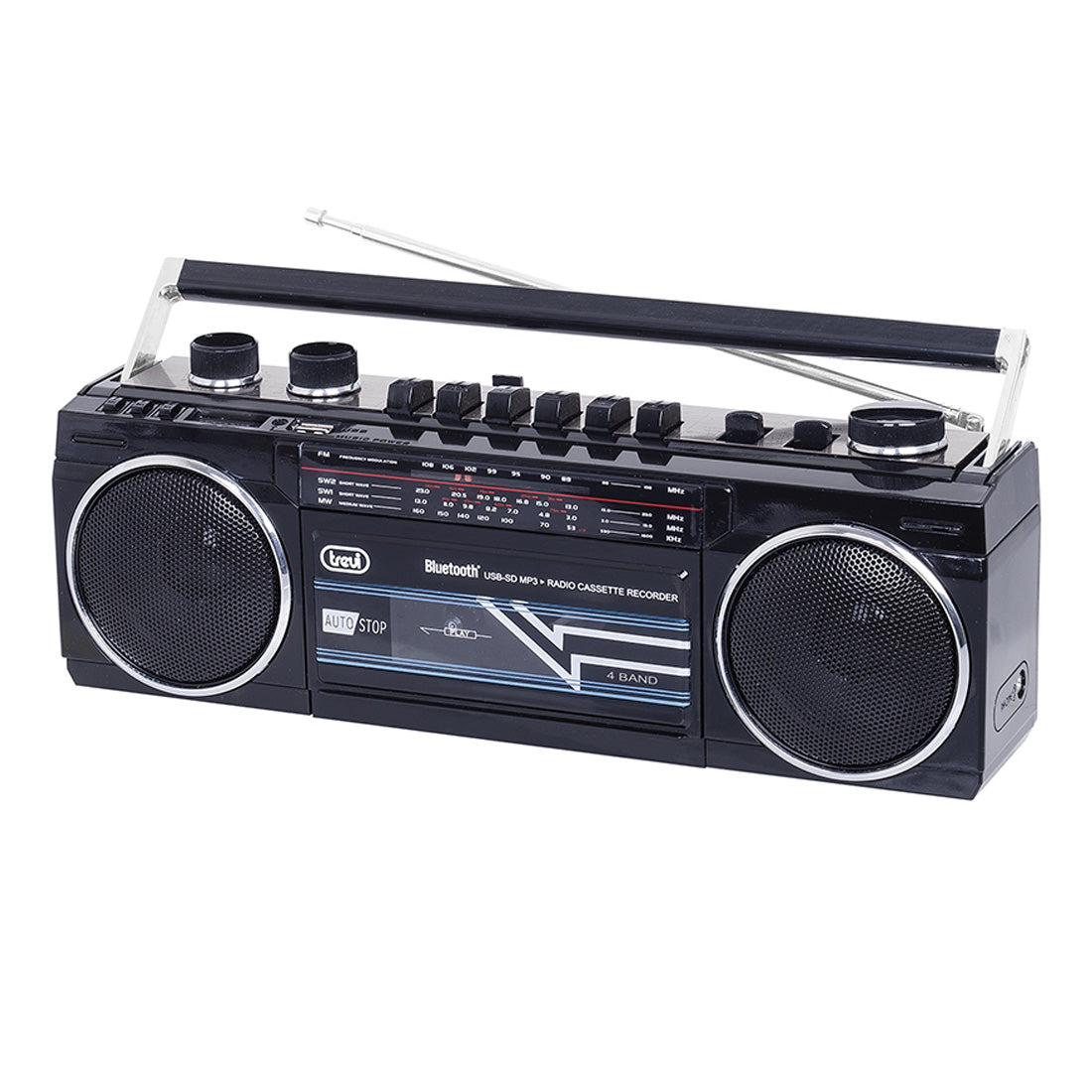 TREVI Radio Registratore a cassette con bluetooth nera USB SD