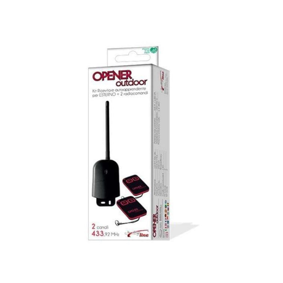 Jolly Line Kit ricevitore con 2 radiocomandi universali a 2 canali 433.92Mhzm, per esterno