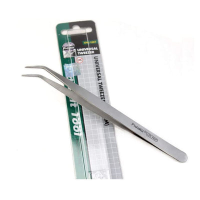 PRO'SKIT Spring tweezers magnetic curved tip in stainless steel precision welding pliers