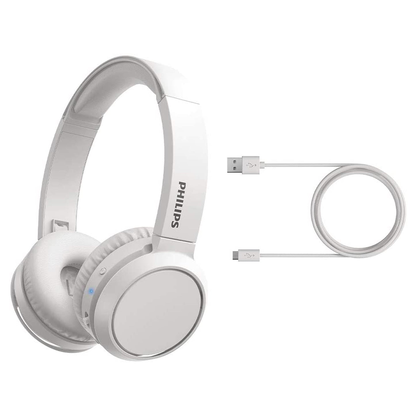 Philips TAH4205 Foldable Bluetooth 5.0 headphones with microphone, Bass Boost button, 29 hours of playtime, fast charging, noise suppression, matte white