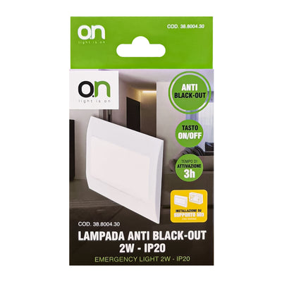 O.N Lampada a LED anti black-out, faretto 2W 160 lumen, luce fredda 6500K, lampada da incasso, installazione su supporto 503, luce d'emergenza 12 LED, IP20