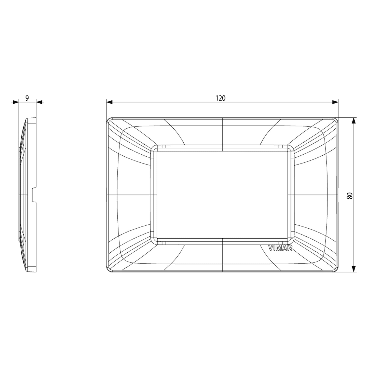 Vimar Plana 14653.01 Placca per supporto 3 moduli in tecnopolimero, placchetta interruttore luce, colore bianco