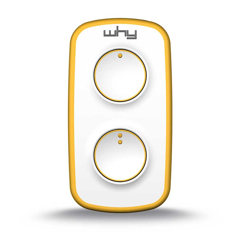WHY EVO MINI Multi-frequency rolling code remote control from 280 to 868 MHz, programmable self-learning gate opener, wide-range radio control with 4 buttons, pure yellow