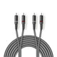 Nedis Cavo audio stereo maschio RCA, placcato nickel, per microfono, amplificatori, 2 metri grigio